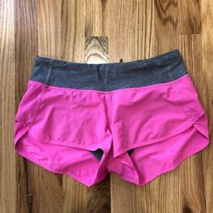 Lululemon Run Speed Short with 4-way stretch. Pink/gray, Size 4. Like new!